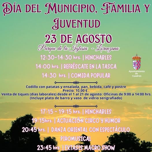 Cuadros celebra el Día del Municipio, la Familia y la Juventud con un completo programa festivo