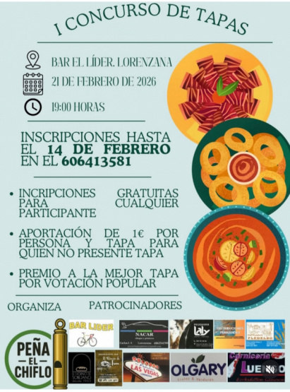 Lorenzana será por un día capital gastronómica de la provincia y acoge el I Concurso de Tapas el próximo 21 de febrero